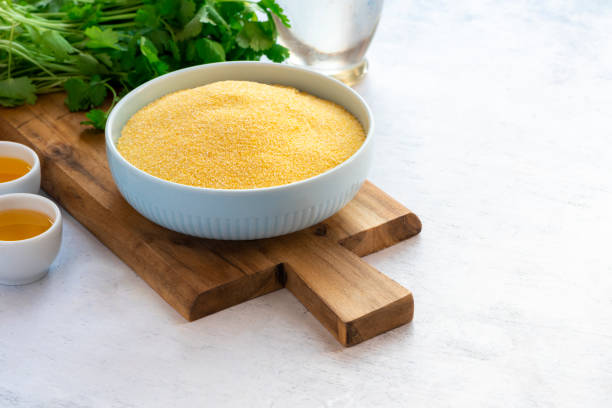istock Dry uncooked polenta in a bowl 1174456223