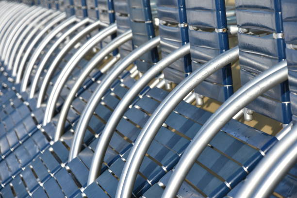 istock Empty sun loungers on deck of ship 1174457760