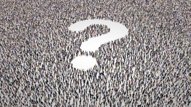 istock Crowd of people gathering and leaving out aquestion mark 1174461941