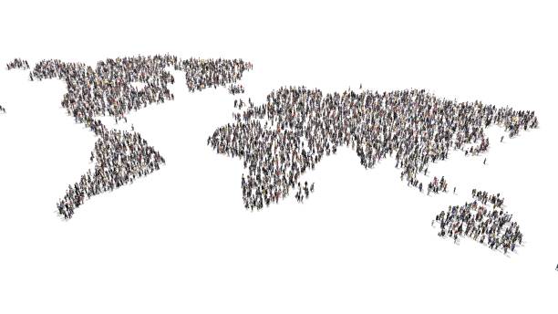 istock Crowd of people forming a world map 1174462003