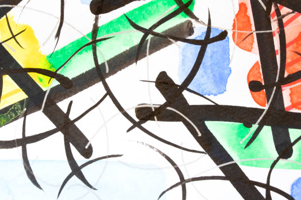istock Watercolour and Ink Abstract Lined Background Art 1174463589