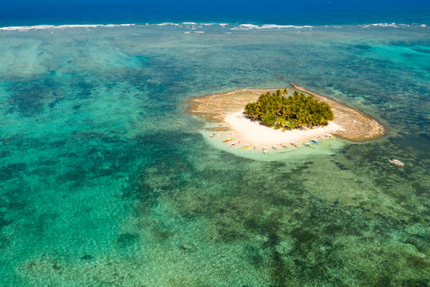istock Guyam island, Siargao, Philippines. Small island with palm trees and a white sandy beach 1174465719