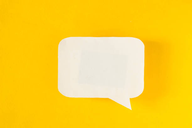 Symbol sign message from a white paper on a yellow background, social network, message, symbol