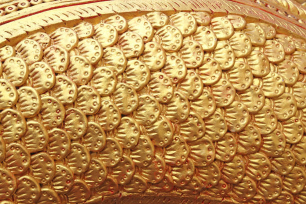 Gold fish or dragon squama style scales textured background