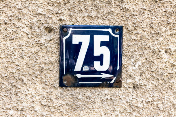 istock Street number sign on the wall 1174475305