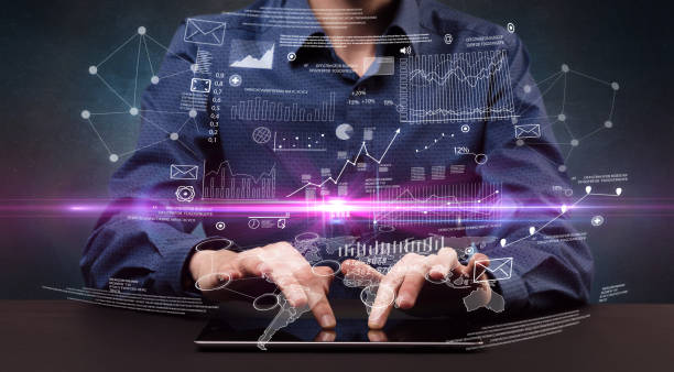 istock Finantial concept with typing businessman 1174475617