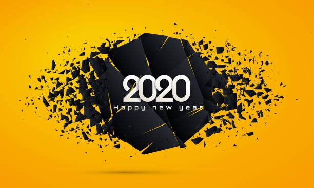 ilustrações de stock, clip art, desenhos animados e ícones de new 2020 year - broken glass green shattered glass