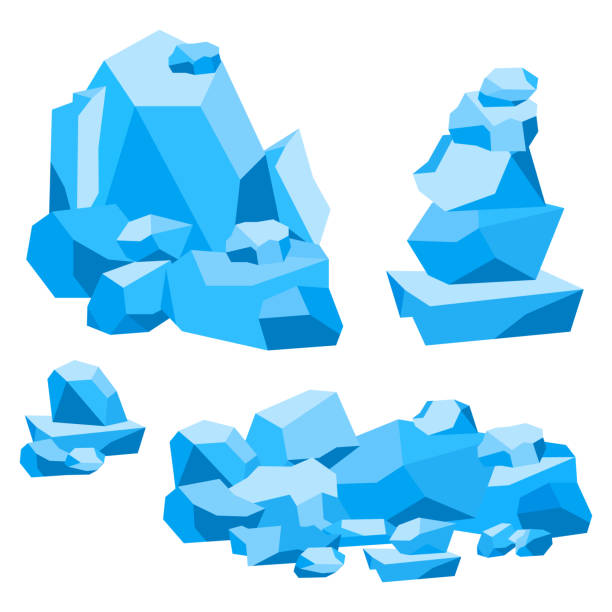 istock Pieces of ice set, cold frozen block. Broken pieces of ice. Flat design. 1174482112