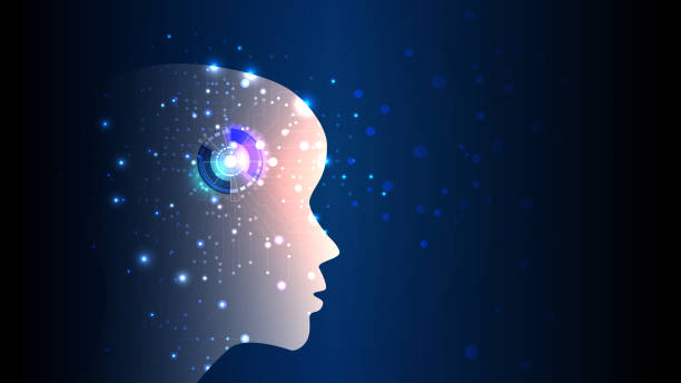 istock Vector image of artificial intelligence in the form of a luminous human head. EPS 10 1174487019