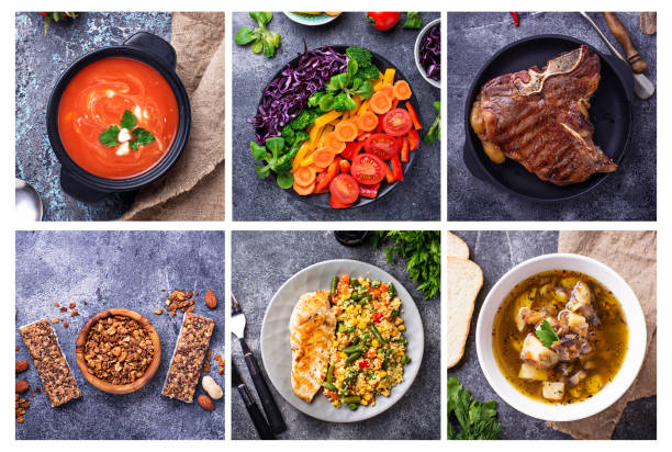istock Food collage. Different healthy dishes 1174490225