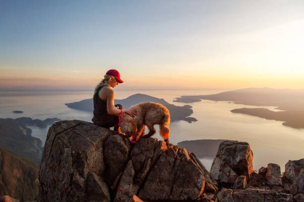 istock Girl with Dog on mountain 1174492912