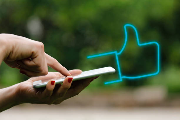 Woman hand holding smartphone and using application social media