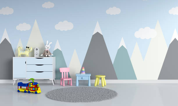 istock Child room interior for mockup, 3D rendering 1174495750