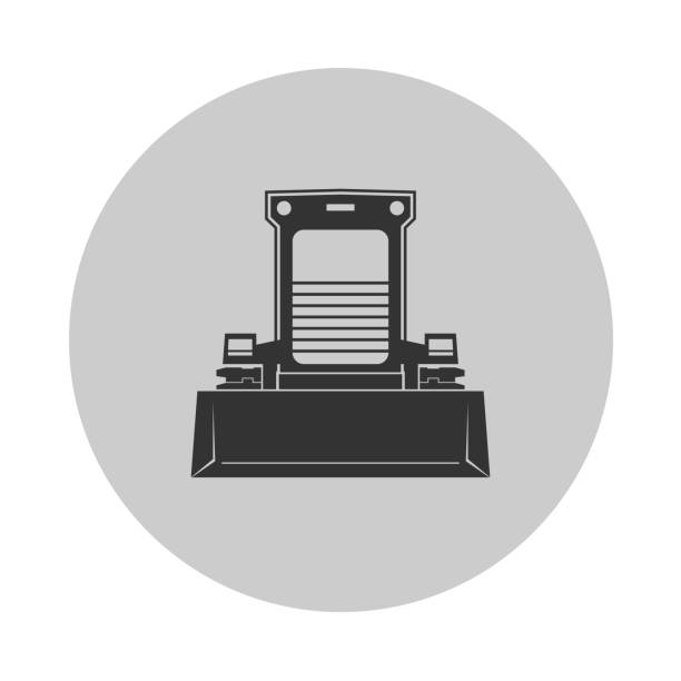 ikona ładowarki z układem przełożeń - loading earth mover skidding construction equipment stock illustrations