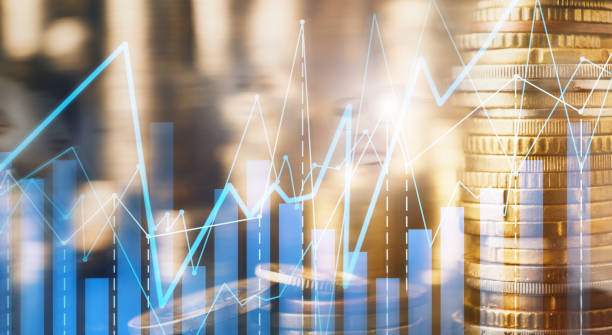 istock Double exposure of coins stack and financial chart 1174502327