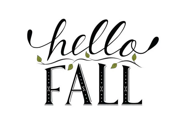 Vector illustration of Hand-lettering with Autumn elements