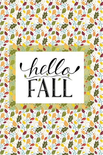 Vector illustration of Vector Autumn pattern and hand-lettering