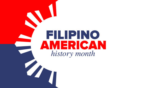 菲律賓美國歷史月。快樂的節日慶祝每年的十月。菲律賓人和美國國旗。文化月。愛國主義設計。海報，卡片，橫幅，範本。向量插圖 - philippines 幅插畫檔、美工圖案、卡通及圖標