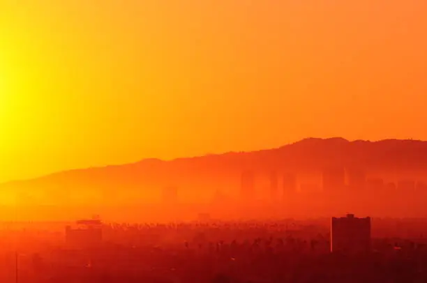 A very Dramatic Warm sunset over Los Angeles