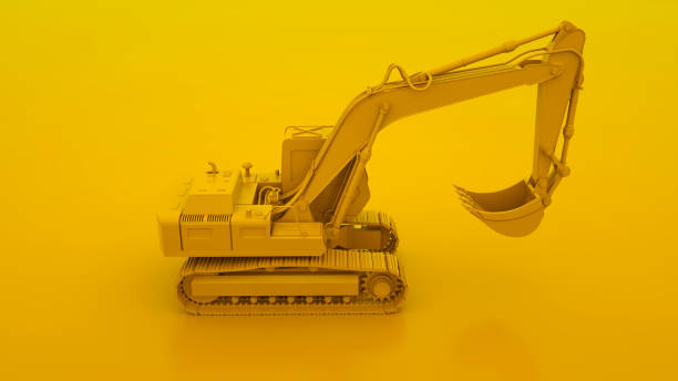 istock Yellow Excavator isolated on yellow background. 3d illustration 1174514814
