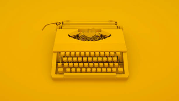 istock Vintage Typewriter isolated on yellow background. 3d illustration 1174514816