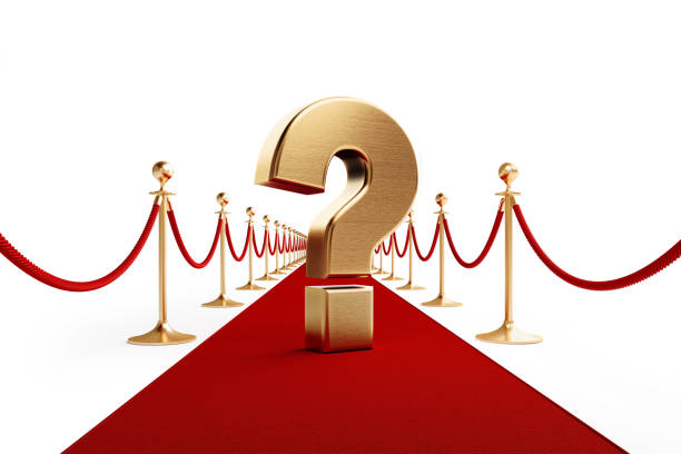 Question Mark Standing on A Red Carpet - Red Carpet Event Concept