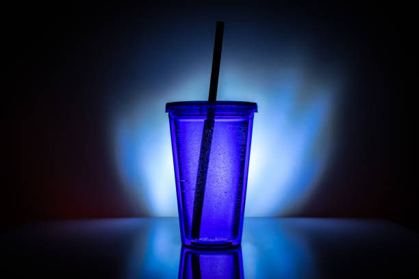 Straw. Plastic cup for smoothie, water, coffee and drink cocktail