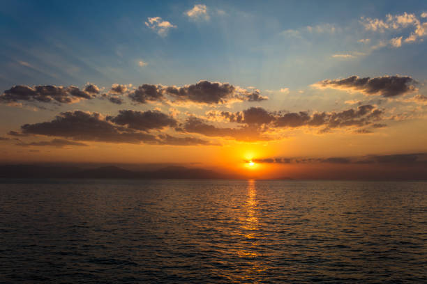 Beautiful seascape evening sea horizon and sky