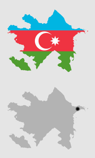 Contour of Azerbaijan Contour of Azerbaijan in grey and in flag colors azerbaijan stock illustrations