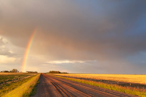 서스 캐처 원 캐나다 폭풍 추적 - saskatchewan country road road prairie 뉴스 사진 이미지