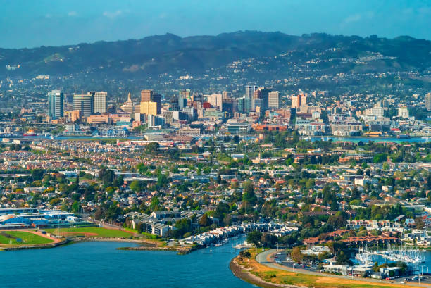 Aerial view of Oakland, CA stock photo