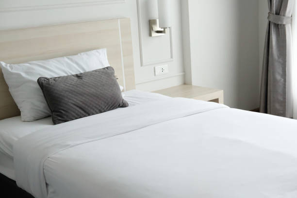 istock bed in in hotel resort. bedroom interior 1174534664