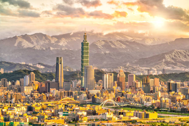 istock Taipei city skyline landscape at sunset time 1174534781