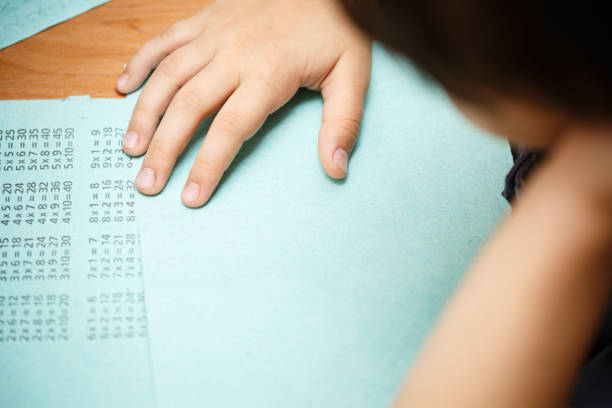 istock child learns the multiplication table at a desk, homework 1174541912