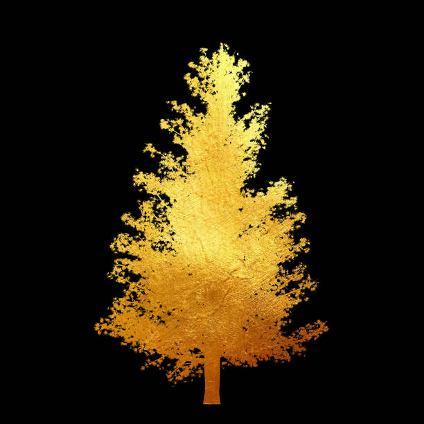 istock Golden tree with leaves isolated on black background. 1174548138