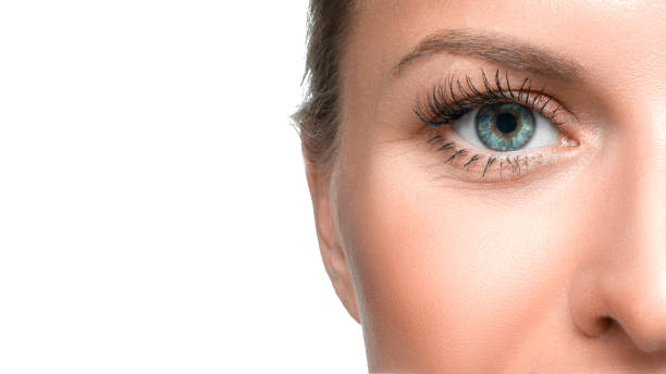 Close up photo of female eye. Eyesight concept. stock photo