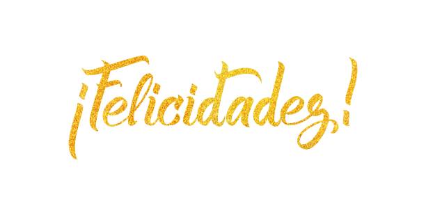 istock Congrats Felicidades hand written lettering with gold glitter.  Celebration vector illustration for your card design 1174554309