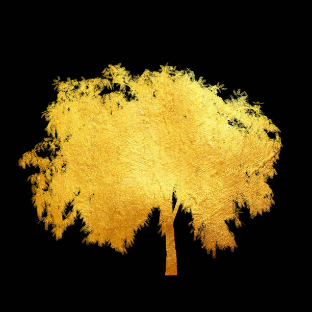 istock Golden tree with leaves isolated on black background. 1174556007