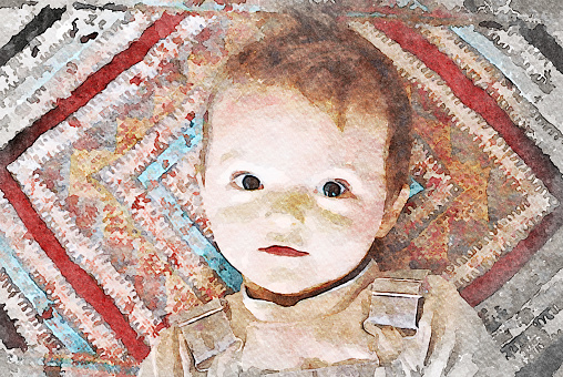 This is my Photographic Image of a Baby in a Watercolour Effect. Because sometimes you might want a more illustrative image for an organic look.