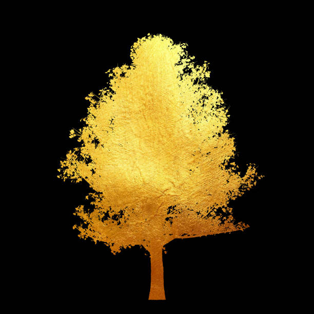 istock Golden tree with leaves isolated on black background. 1174566759