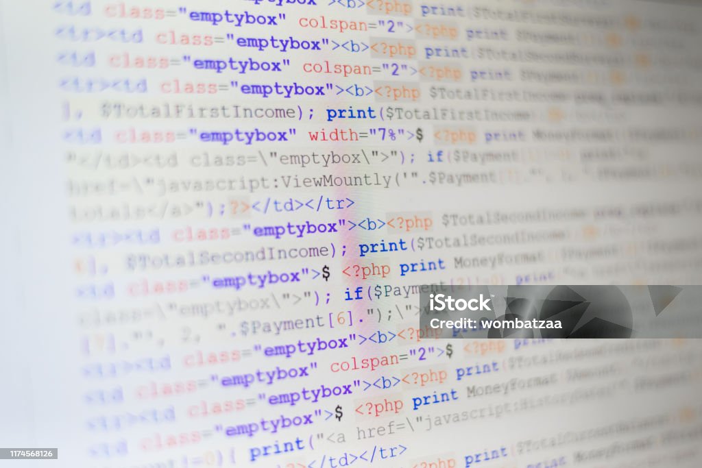 Close Up Of Code Programming Languages Stock Photo - Download Image Now ...