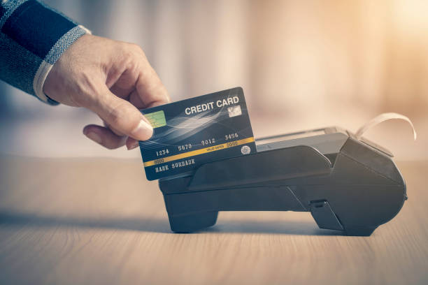 istock Payment terminal credit card for online shopping , machine technology connection sme service 1174568766