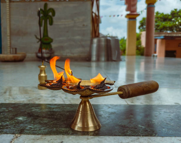 신성한 불 - hinduism goddess ceremony india 뉴스 사진 이미지