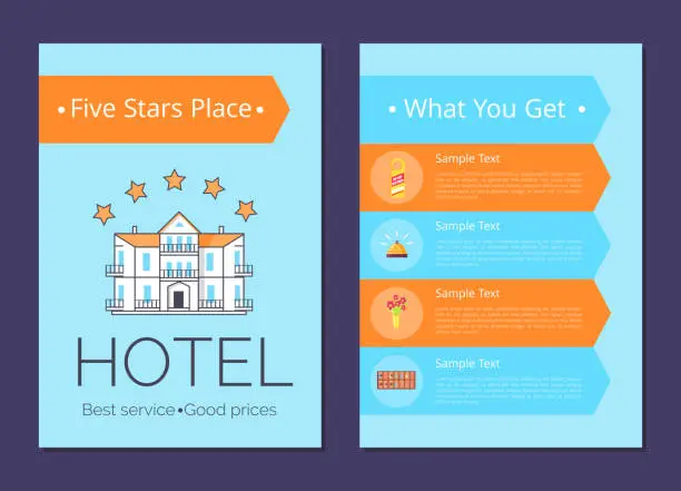 Vector illustration of What You Get in Five Stars Place Internet Page