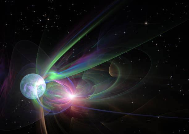 istock magnetic fields of sun and planet, science fiction illustration 1174571097