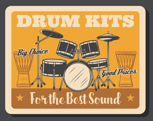 барабаны, ударные инструменты рок-музыки - cymbal drumstick music percussion instrument stock illustrations