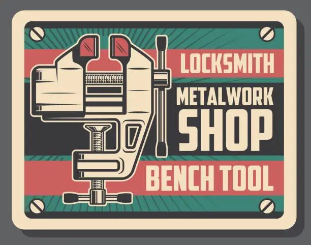 Vector illustration of Locksmith and metalworking bench vice tool