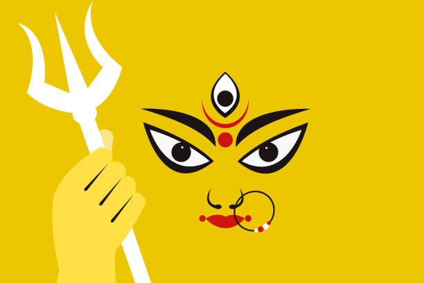 Illustration Of Goddess Durga Face For Durga Puja Festival Stock  Illustration - Download Image Now - iStock