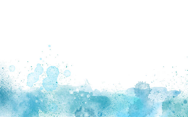 istock Artistic Blue Watercolor paint border isolated on white 1174585849