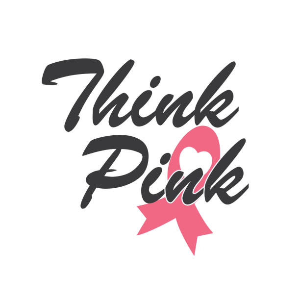 ピンクの引用を考えてください。がん、ピンクのリボン、乳がんの認識シンボルとの戦い。 - breast cancer breast cancer awareness ribbon social awareness symbol human hand点のイラスト素材／クリップアート素材／マンガ素材／アイコン素材